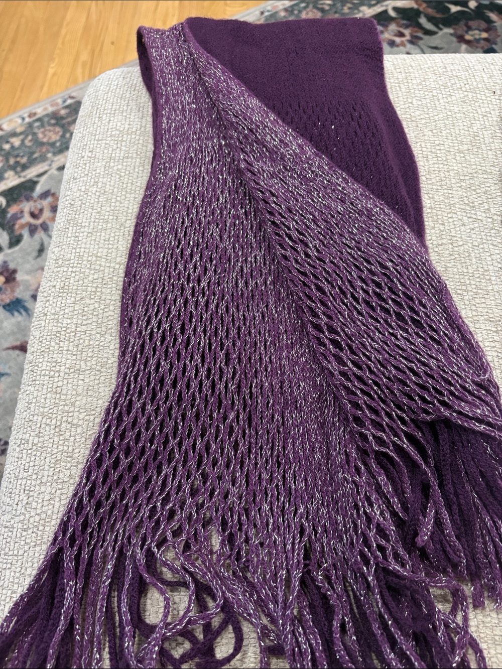 Women’s Purple Knit Fringe Sweater Scarf
